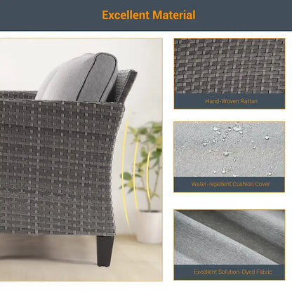 LIVOOSUN Set 2 Pezzi da Esterno con Sedie in Rattan Grigio per Patio