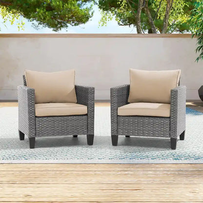 LIVOOSUN Set 2 Pezzi da Esterno con Sedie in Rattan Grigio per Patio
