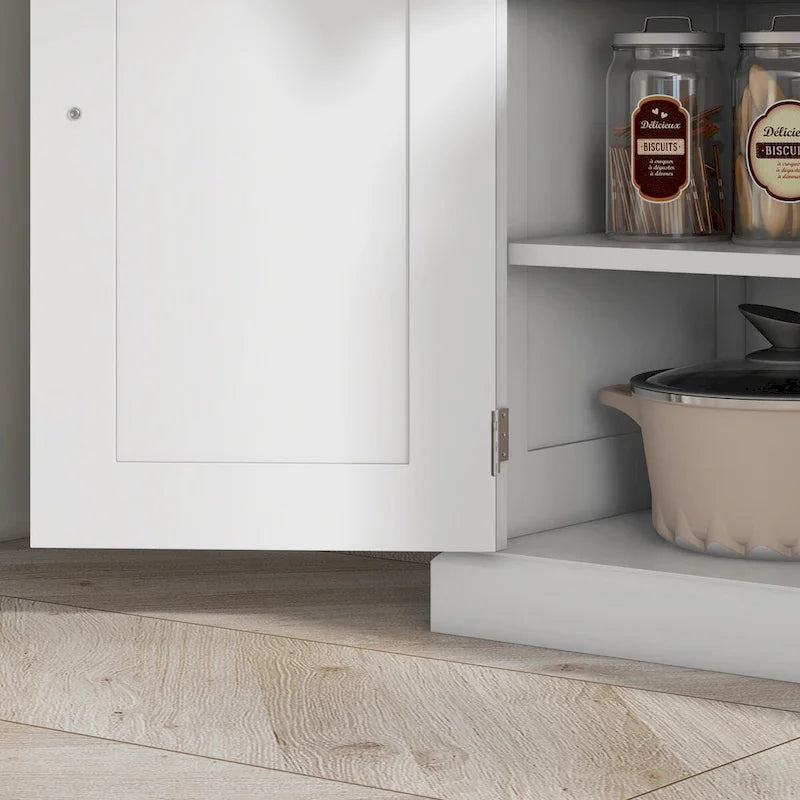 72  Kitchen Pantry Storage Cabinet, Traditional Freestanding Cabinet with 4 Doors and 3 Adjustable Shelves, Large Central Drawer