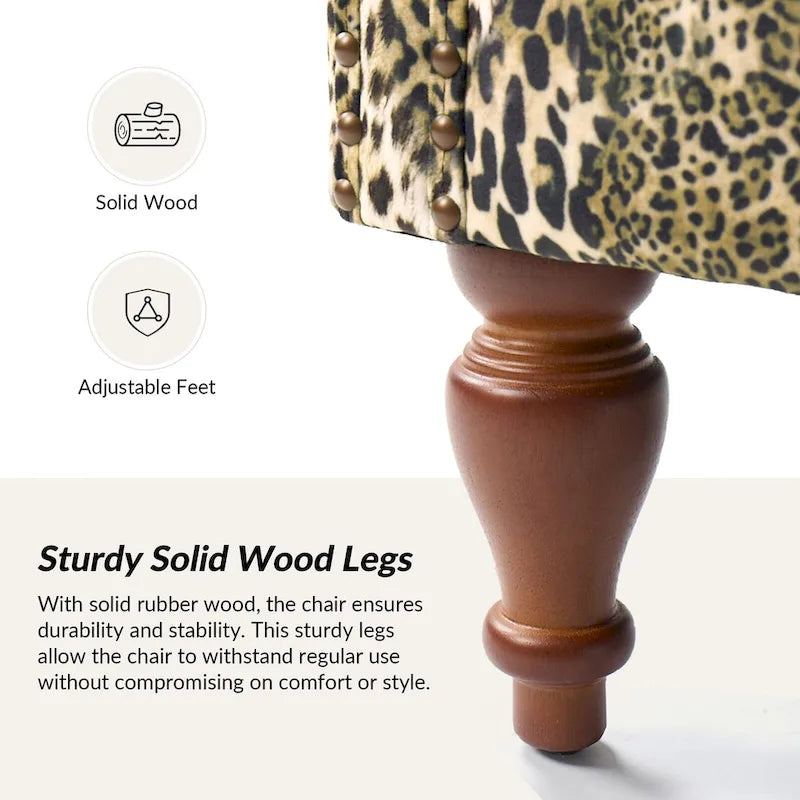 Ivan Traditional Animal Pattern Armchair with Nailhead Trim by HULALA HOME