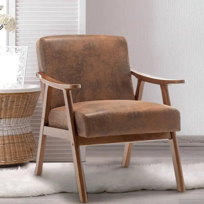 Extra-Thick Backrest Accent Chair with Solid Wood Frame