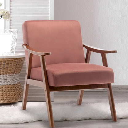 Extra-Thick Backrest Accent Chair with Solid Wood Frame