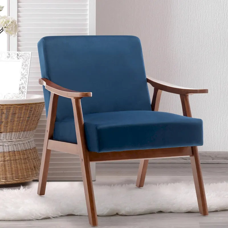 Extra-Thick Backrest Accent Chair with Solid Wood Frame