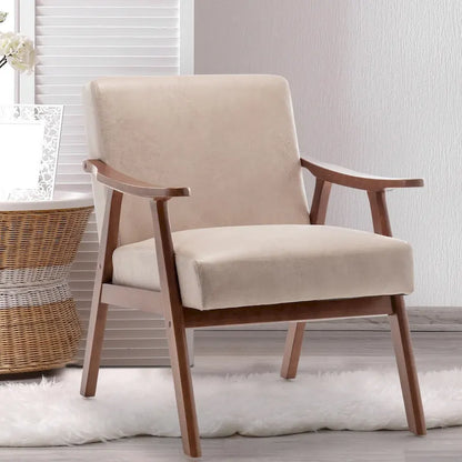 Extra-Thick Backrest Accent Chair with Solid Wood Frame