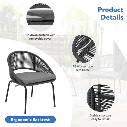 Outdoor 3 Piece Upholstered Wicker Patio Furniture Chair Modern Parlor Set