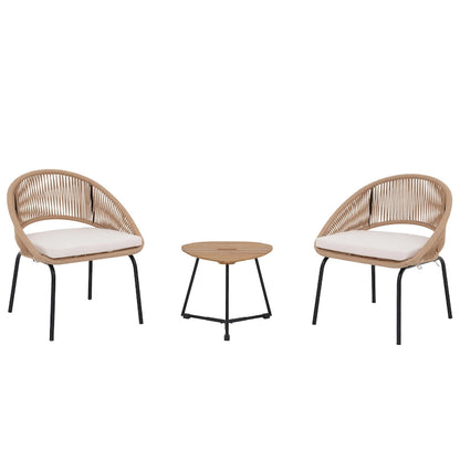 Outdoor 3 Piece Upholstered Wicker Patio Furniture Chair Modern Parlor Set