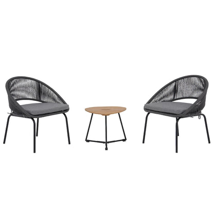 Outdoor 3 Piece Upholstered Wicker Patio Furniture Chair Modern Parlor Set