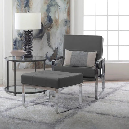Studio Designs Home Allure Metal and Blended Leather Modern Accent Arm Chair