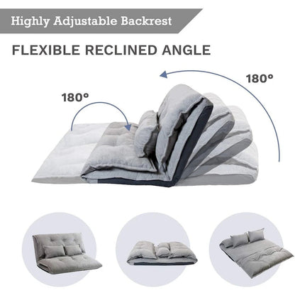 Modern Adjustable Ergonomic Fabric-Covered Sofa Bed Chair with Metal Frame