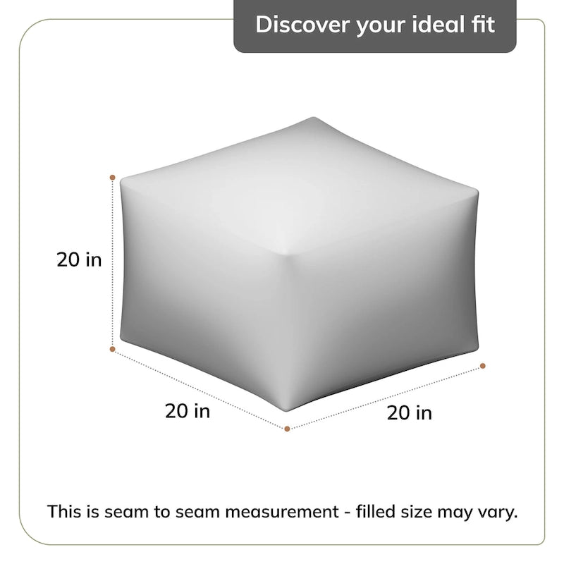 Jani Tofino Red 20-inch Multicolor Square Pouf Ottoman - Handmade Footrest for Living Room, Nursery