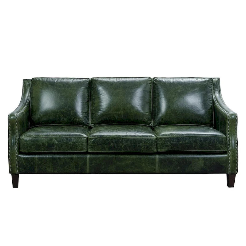 Essex Distressed Green Top Grain Leather Sofa and Loveseat Set