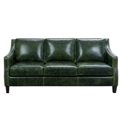 Essex Distressed Green Top Grain Leather Sofa and Loveseat Set