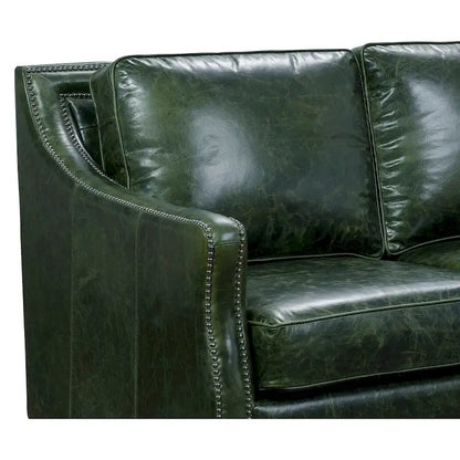 Essex Distressed Green Top Grain Leather Sofa and Loveseat Set