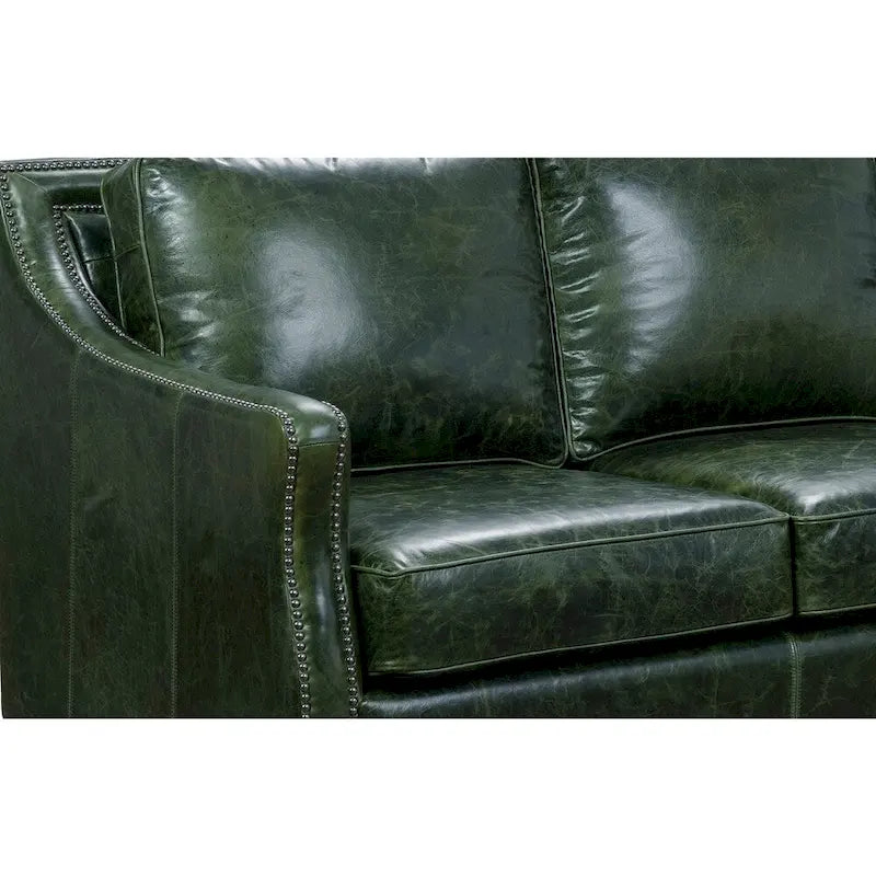 Essex Distressed Green Top Grain Leather Sofa and Loveseat Set
