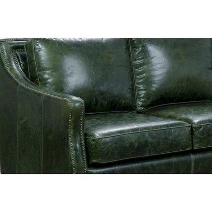Essex Distressed Green Top Grain Leather Sofa and Loveseat Set