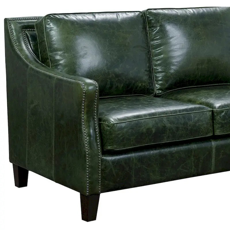 Essex Distressed Green Top Grain Leather Sofa and Loveseat Set