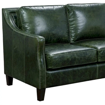 Essex Distressed Green Top Grain Leather Sofa and Loveseat Set