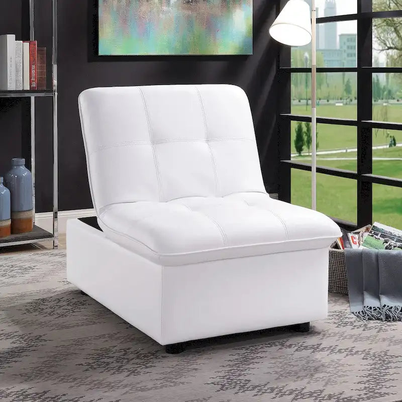 Kathleen Contemporary Faux Leather Tufted Adjustable Accent Chair by Porch & Den