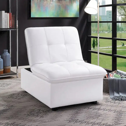 Kathleen Contemporary Faux Leather Tufted Adjustable Accent Chair by Porch & Den