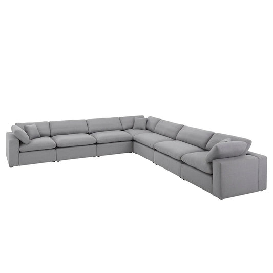 Anka Grey Linen Down Filled Cushioned 7-Seat Sectional Sofa by iNSPIRE Q Modern