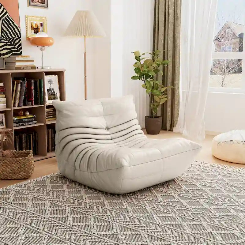 Furgle Microfiber Leather Sofa Ergonomic Design Lazy Sofa Floor Sofa