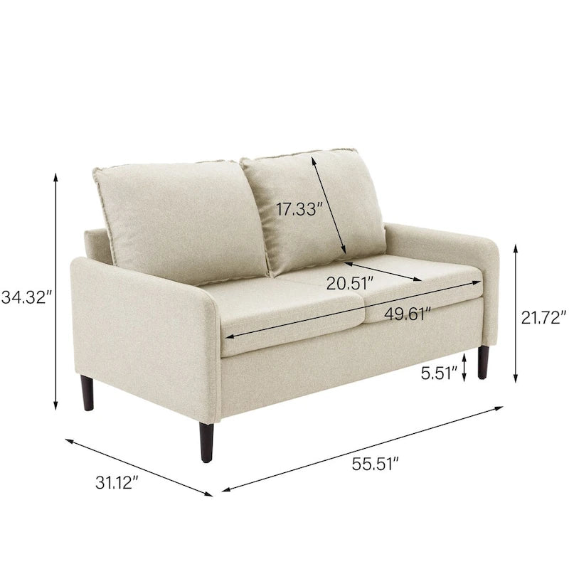Living Room Loveseat Linen Sofa