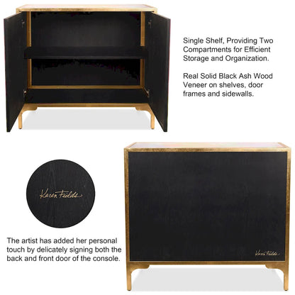 Secret Garden Floral  Reverse Printed Beveled Art Glass Cabinet Console Table and Mirror Set