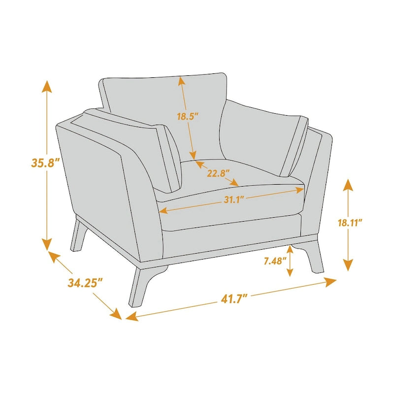 VANOMi 41.7  Modern Flared Arm Accent Chair