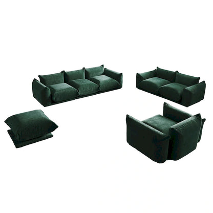 Modern Chenille Upholstery 3 Pieces Sofa Sets for Living Room Include Armchair, Loveseat,Three Seaters Couch And Ottoman