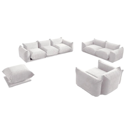Modern Chenille Upholstery 3 Pieces Sofa Sets for Living Room Include Armchair, Loveseat,Three Seaters Couch And Ottoman