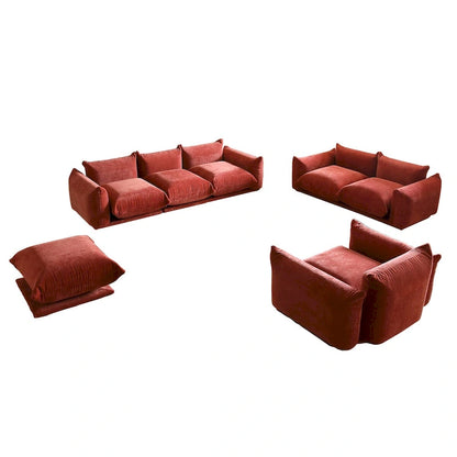 Modern Chenille Upholstery 3 Pieces Sofa Sets for Living Room Include Armchair, Loveseat,Three Seaters Couch And Ottoman