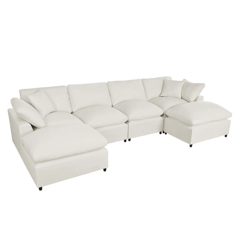 Merax Modern Large U-Shape Sectional Sofa, 2 Large Chaise with Removable Ottomans