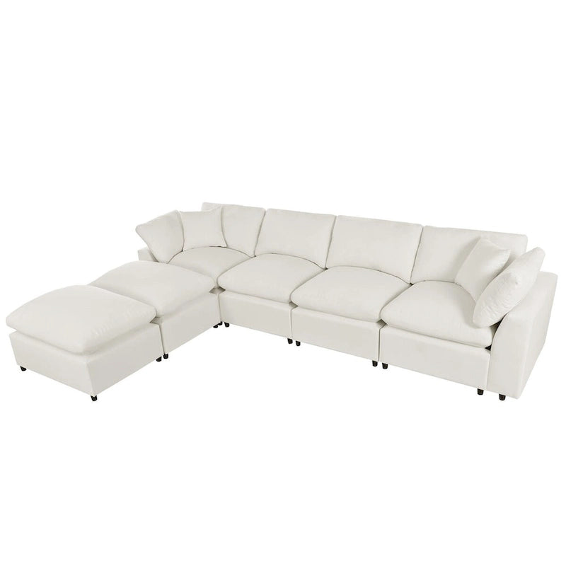 Merax Modern Large U-Shape Sectional Sofa, 2 Large Chaise with Removable Ottomans