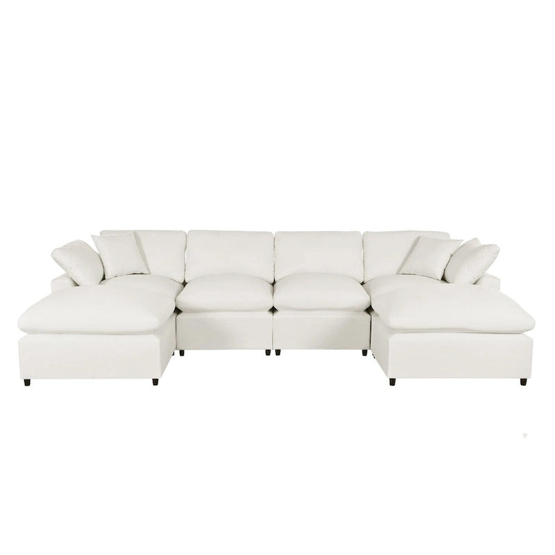 Merax Modern Large U-Shape Sectional Sofa, 2 Large Chaise with Removable Ottomans