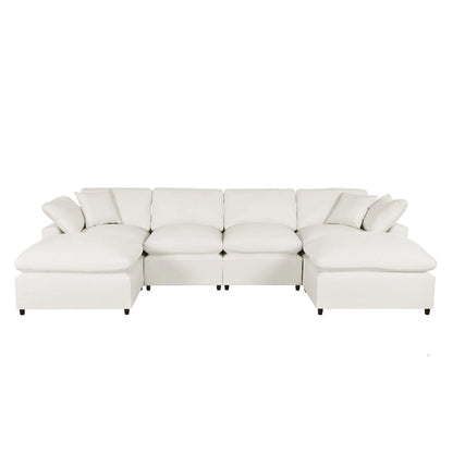 Merax Modern Large U-Shape Sectional Sofa, 2 Large Chaise with Removable Ottomans