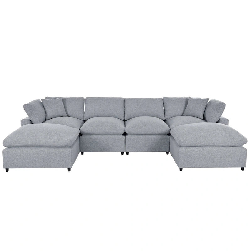 Merax Modern Large U-Shape Sectional Sofa, 2 Large Chaise with Removable Ottomans