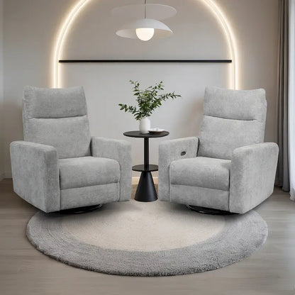 Olmas 33.5 W Power Swivel Glider Recliner with USB Charger Set Of 2