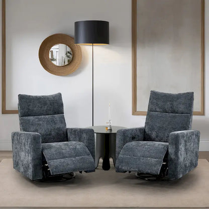 Olmas 33.5 W Power Swivel Glider Recliner with USB Charger Set Of 2