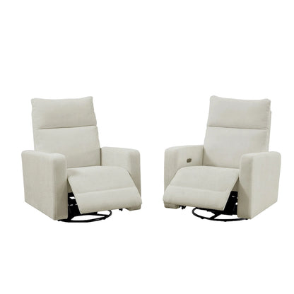 Olmas 33.5 W Power Swivel Glider Recliner with USB Charger Set Of 2