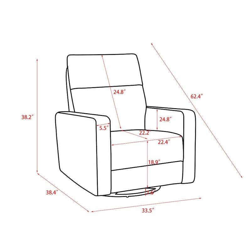 Olmas 33.5 W Power Swivel Glider Recliner with USB Charger Set Of 2