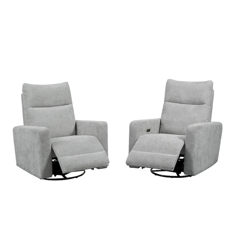 Olmas 33.5 W Power Swivel Glider Recliner with USB Charger Set Of 2