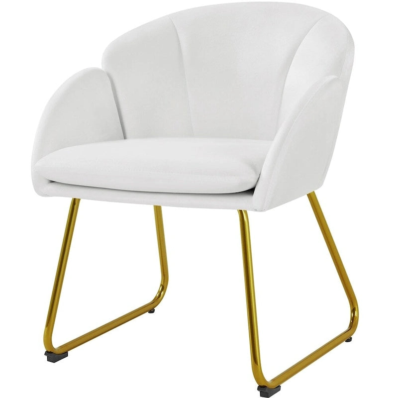 Yaheetech Flower Shape Velvet Armchair Accent Chair with Golden Metal Legs
