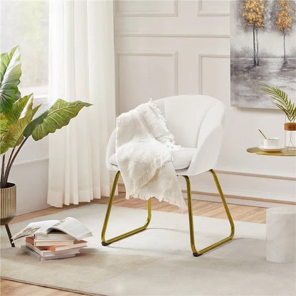 Yaheetech Flower Shape Velvet Armchair Accent Chair with Golden Metal Legs