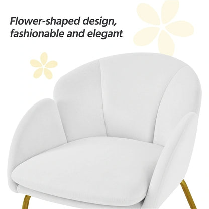 Yaheetech Flower Shape Velvet Armchair Accent Chair with Golden Metal Legs