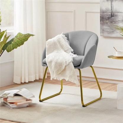 Yaheetech Flower Shape Velvet Armchair Accent Chair with Golden Metal Legs