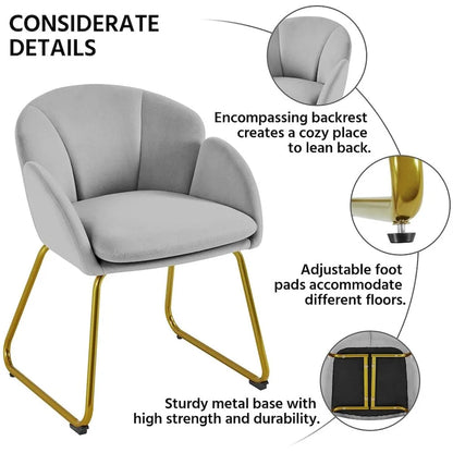 Yaheetech Flower Shape Velvet Armchair Accent Chair with Golden Metal Legs