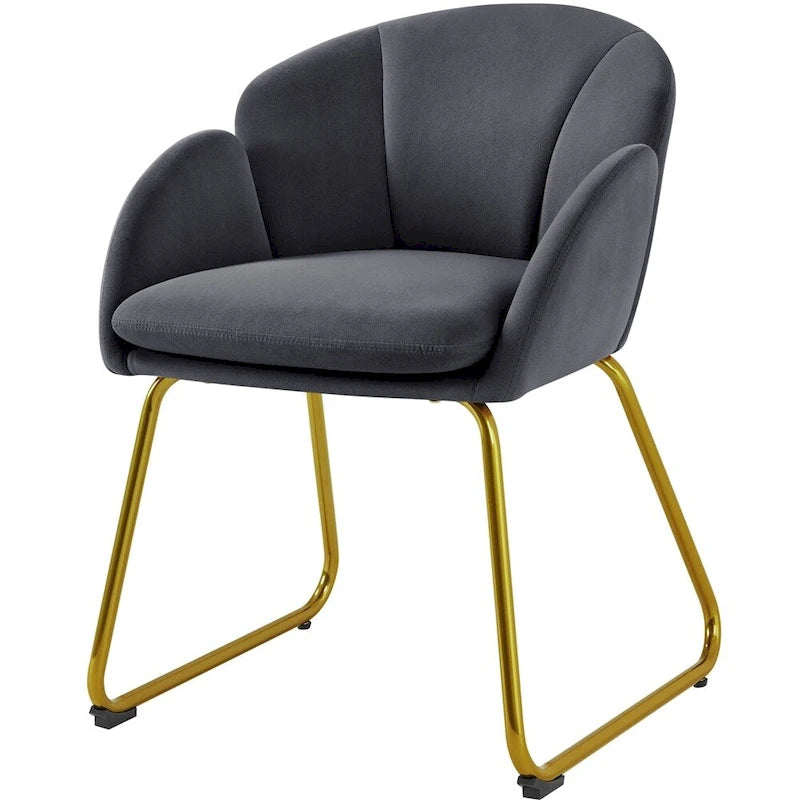 Yaheetech Flower Shape Velvet Armchair Accent Chair with Golden Metal Legs