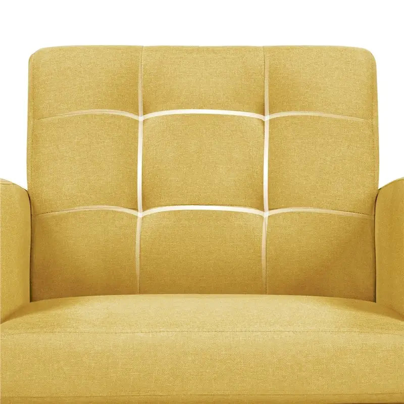 Yaheetech Mid Century Modern Fabric Arm Chair Tufted Accent Chair with Rubber Wooden Leg