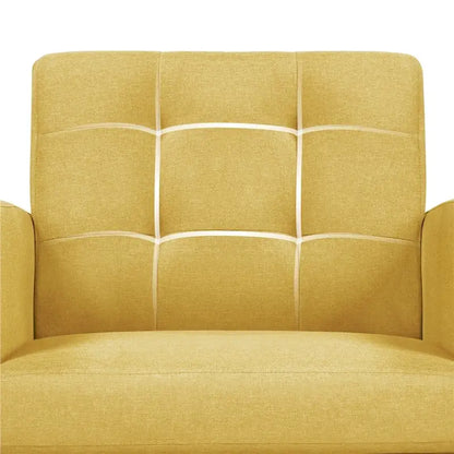 Yaheetech Mid Century Modern Fabric Arm Chair Tufted Accent Chair with Rubber Wooden Leg