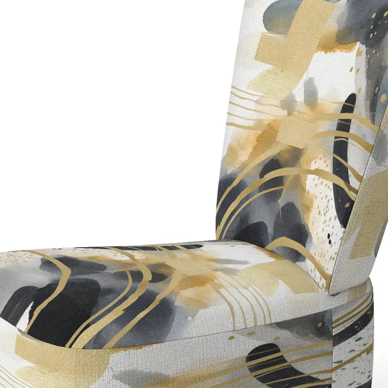 Designart  Pastel Abstract With Blue Black & Gold Spots III  Upholstered Fractals Accent Chair and Modern Arm Chair